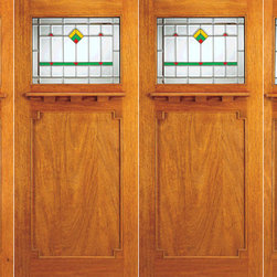 Prehung Double Doors, 2-Sidelites, Glass Design - Front Doors