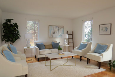 This is an example of a beach style living room in Boston.