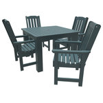 Highwood USA - Lehigh 5-Piece Square Dining Set, Nantucket Blue - 100% Made in the USA - backed by US warranty and support