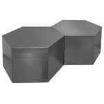 Meridian Furniture - Hexagon Coffee Table, Brushed Chrome, 2 Piece - Customize your modern space with the easy style of this Hexagon modular coffee table two-piece in brushed chrome metal. Use one table on its own for a handy and stylish spot to hold your drinks or display a framed photo, or add multiple tables together to create even more space for entertaining or playing cards or board games. This metal table is completely customizable to your needs and features a bold hexagon shape for a modish feel.