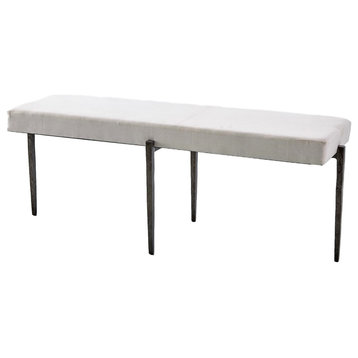 Natural Gray Minimalist Iron Bench  Cushioned Customizable Long Modern Simple