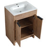 Single Vanity, Neutral Finish With Solid Surface Resin White Sink, 24"