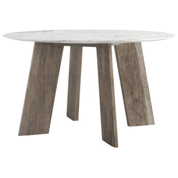 Modern Fin Dining Table, Smoked Oak, 51"
