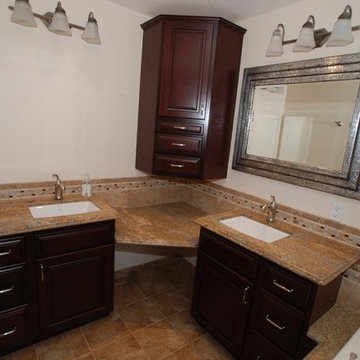 Corner tub & Shower Seat Master Bathroom Reconfiguration Yorba Linda