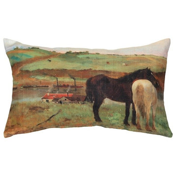 Pillow Decor, Edgar Degas Horses in a Meadow Throw Pillow