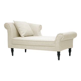 Baxton Studio Lucille Beige Linen Victorian Chaise Traditional