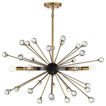 Savoy House Ariel 6-Light Chandelier 1-1857-6-62, Como Black With Gold
