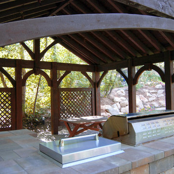 21' x 22' Timber Framed Pavilion With Outdoor Kitchen