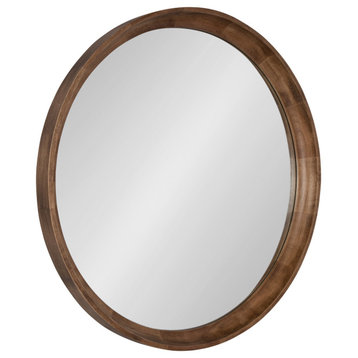 Colfax Round Wood Framed Wall Mirror, Natural 30 Diameter