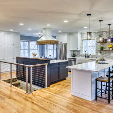 Blue and White Kitchen Design in Forest Hill, MD