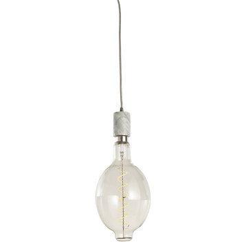 Bulbrite Direct Wire Pendant Kit, Natural Marble, White Socket With Silver Cord