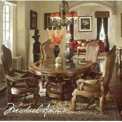 AICO Furniture - Tuscano 5 Piece Round Dining Table and Arm Chair Set - 3400SET - Furniture