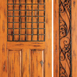Exterior Prehung Door with One Sidelight, Knotty Alder 3-Panel - Front Doors