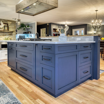 Blue and White Kitchen Design in Forest Hill, MD