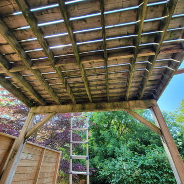 Daylight through the gaps in the old upper deck, which let rain onto the lower l