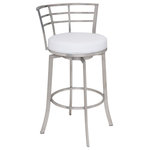 Armen Living - Viper White PU Upholstery Stool, Counter Height - The Viper Upholstered Stool will have no trouble swiveling its way into your heart and home. Combining a slim steel frame and an upholstered swivel seat, this stool offers the best of modern design and contemporary comfort, ideal for kitchen counters or in-home bar areas.