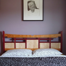 Purple Heart, Cherry and Curly Maple Headboard - Headboards