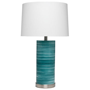 Coastal Style Turquoise Glass Casey Table Lamp