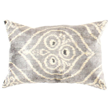 Ti 168 Turkish Gray Color Silk Ikat Pillow
