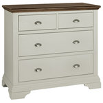 Bentley Designs - Hampstead Soft Grey and Walnut Furniture Oak 4-Drawer Chest - Hampstead Soft Grey & Walnut 2+2 Drawer Chest offers elegance and practicality for any home. Soft-grey paint finish contrasts beautifully with warm American Walnut veneer tops, guaranteed to make a beautiful addition to any home.