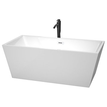 Wyndham Collection Sara 63" Acrylic Freestanding Bathtub in White/Black