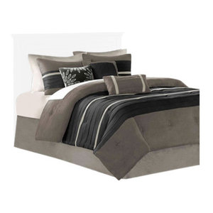 Microsuede Pieced Comforter 7 Piece Set Contemporary