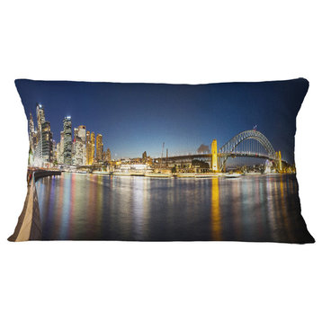 Cityscape Sydney Nightfall Panorama Cityscape Throw Pillow, 12"x20"