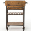 Industrial Reclaimed Wood Rolling Kitchen Island Cart