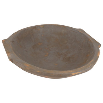 Chubster Deep Wooden Dough Bowl With Handles-Batea-Trencher, Industrial Gray