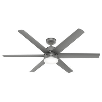 Hunter 60" Skysail Matte Silver Wet Rated Ceiling Fan, LED Kit, Remote