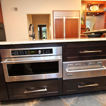 Craftsman Cherry Kitchen with Contrasting Espresso Island in Bel Air, MD