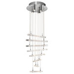 Elan - Elan Trappa 20 Light Chrome Chandelier Ceiling Light - Elan Lighting Trappa 20LT Pendant will add contemporary elegance to any home with the linear Clear and Frosted Crystals and shiny Chrome finish. This chandelier has  a maximum hanging height of 54 inches and has a a 18.25 inch diameter canopy. This light comes one per package, and takes (16) G4 base 12V  bulbs and four (4)  GU10 base 120V bulbs (canopy)  Bulbs not included – dimmable using an Electronic Low-Voltage dimmer. Ul Approved.  Hardwire installation