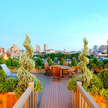 NYC Roof Garden: Terrace Composite Deck, Planter Boxes, Container Garden, Plants