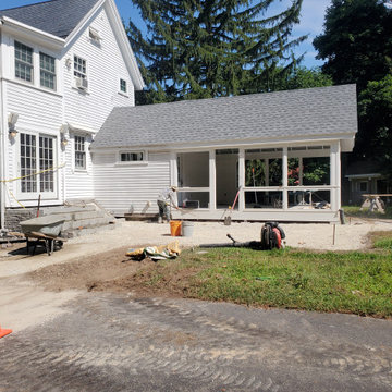 Granite and brick patio, entrance steps and walkway