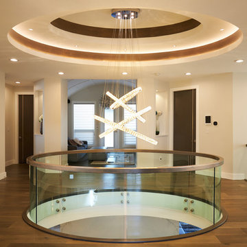 Elegant curved glass railing feature