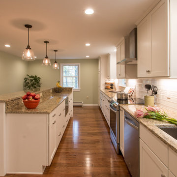 An efficient kitchen with a generous island is easy to work in with plenty of st
