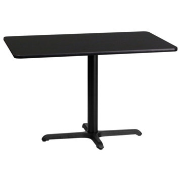 24''x42'' Rectangular Black Laminate Table Top,23.5''x29.5'' Table Height Base