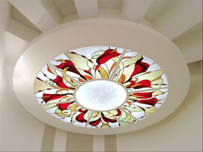 Installing stained glass panels in false ceiling designs