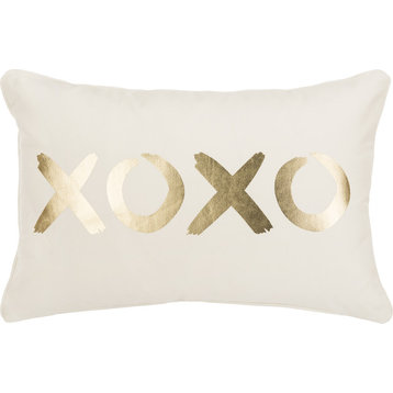Hugs and Kisses Pillow - Gold, Beige
