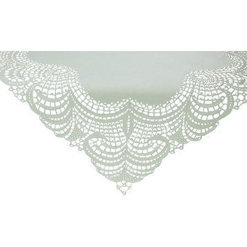 Dainty Lace Table Topper 36"x36" , Ivory