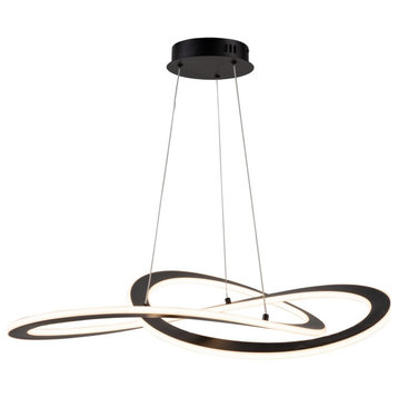 Wave Collection Integrated LED Chandelier in Black