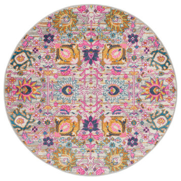 Nourison Passion 4' x Round Silver Bohemian Indoor Area Rug