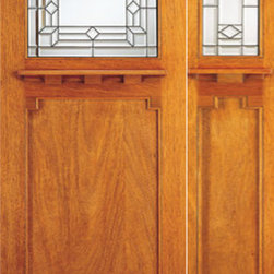 Mission Style, Mahogany Prehung Door and Sidelite, Triple Glazed - Front Doors