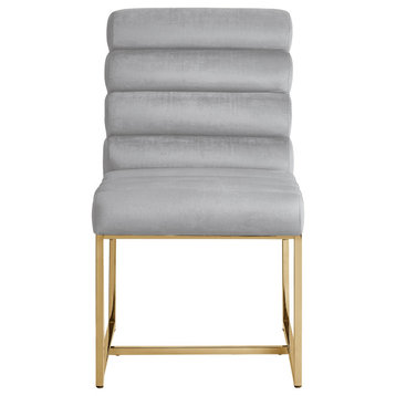 Inspired Home Maddyn Dining Chair, Velvet Gray/Gold