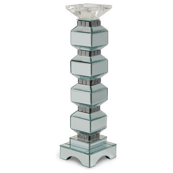 AICO Montreal 4-Tier Mirrored Candle Holder With Crystal Accents Set of 2
