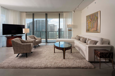 Photo of a modern home design in Miami.