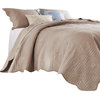 Benzara BM280426 King Size Quilt Set, Quilted Nautical Design, Taupe Brown