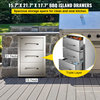 Outdoor Kitchen Drawers Flush Mount Stainless Steel BBQ Drawers, 15.7w X 21.6h X 17.7d Inch