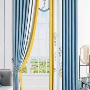 QYFL9016D Illawarra Flower Faux Linen Eyelet Ready Made Extra Wide Curtains For