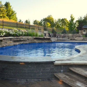 Curvaceous Pool and multi level patio